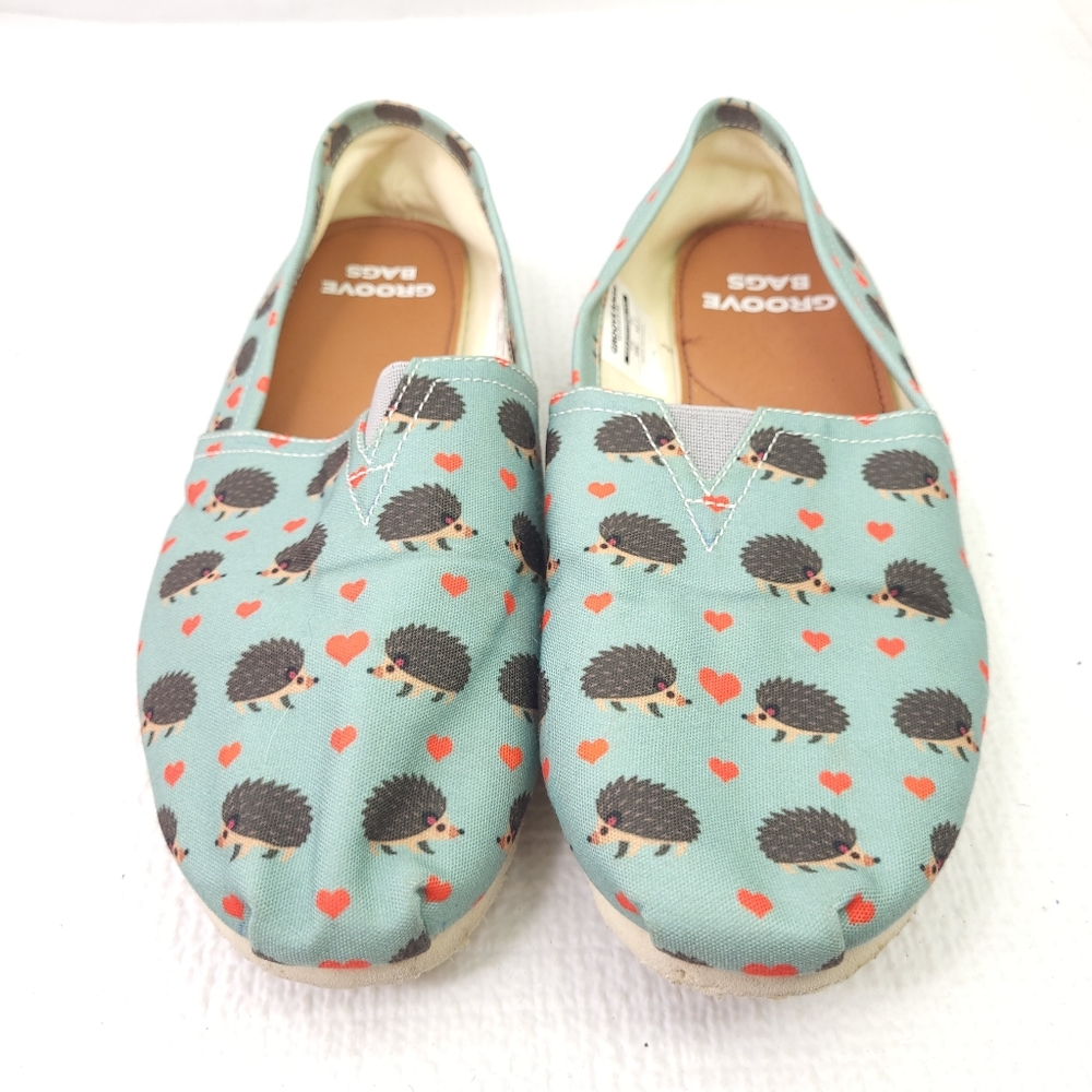 Groove Bag Hedgehog Love Loafers Slip On Flats Shoes Animal Hearts Size 9 W